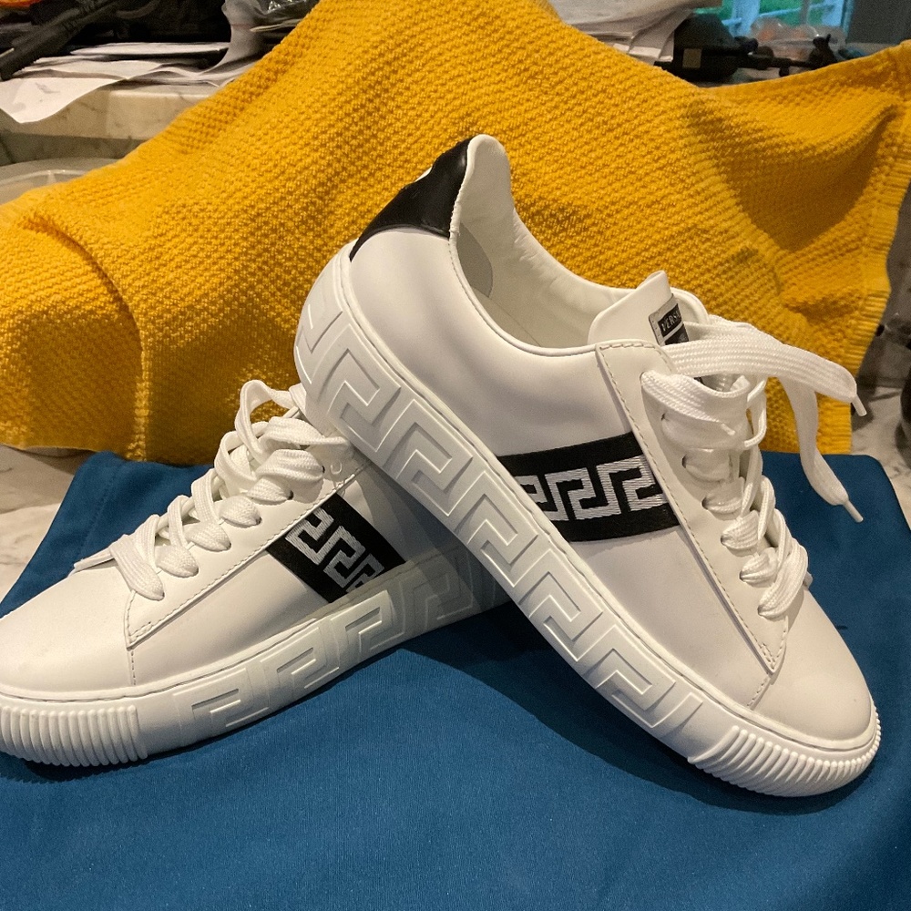 Versace white leather Greca sneakers